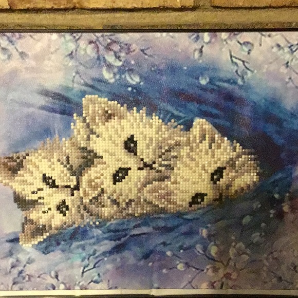 Family of cats framed diamond picture - Picture 2 of 2